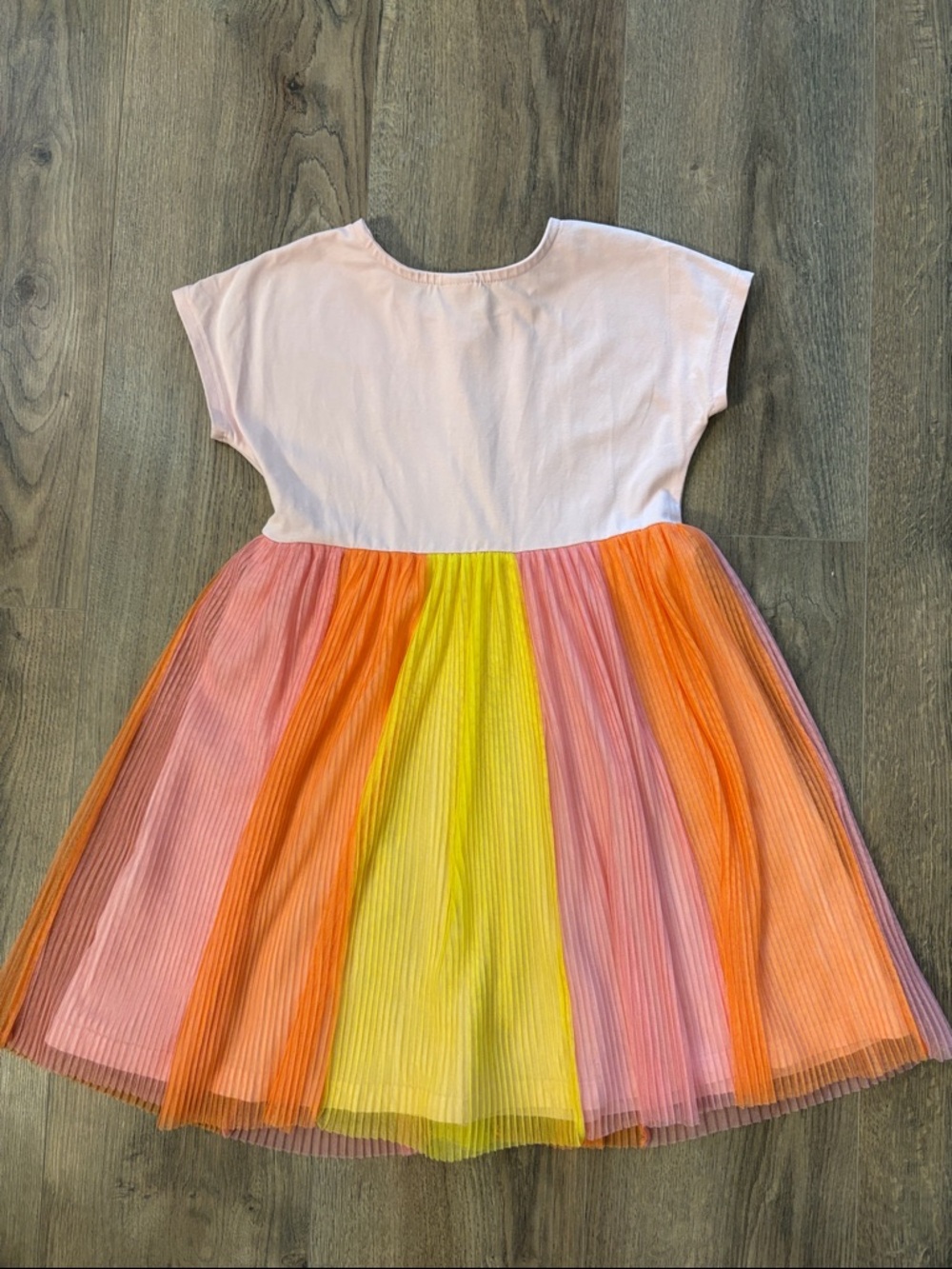 Hanna Andersson Pastel Pink Top with Rainbow Pleated Tulle Skirt - Picture 2 of 3